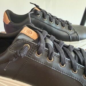 Womens Sperry brand Black Platform Casual Sneakers with Tan Accent size 9.5 #85